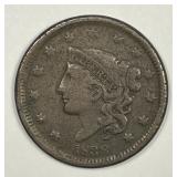 1838 Coronet Head Large Cent Fine F details
