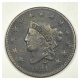 1834 Coronet Head Large Cent Very Fine VF