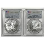 2021 Ty 1 & Ty 2 Silver Eagle Pair PCGS MS70