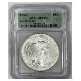 1996 Silver American Eagle Key Date ICG MS69