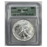1994 Silver American Eagle ICG MS69