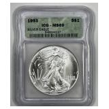 1993 Silver American Eagle ICG MS69