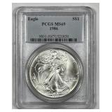 1986 Silver American Eagle PCGS MS69