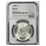 1888 Morgan Silver $1 NGC MS63