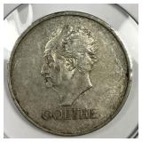 GERMANY: 1932-F Silver 3 Mark Goethe Extra Fine XF