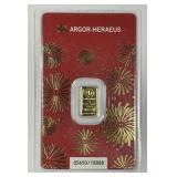 ARGOR-HERAEUS Year of Snake 1 Gram Gold Bar