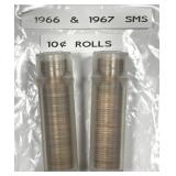 1966 & 1967 Roosevelt Dime SMS Special Mint Rolls