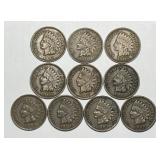 Ten Different "Full Liberty" Indian Head Cents