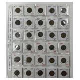 Page with 30 Indian Heads Cents 1859-1899