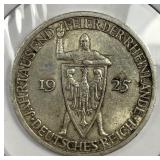 GERMANY WEIMAR: 1925-A Silver 3 Mark Extra Fine XF