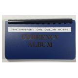 Ten Different $1 Currency Notes in Album
