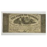 1864 $10 Milledgeville State of Georgia Obsolete