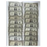 Mixture of 20 Blue Seal $1 Silver Certificates