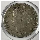 1911 Liberty Head V Nickel Very Fine VF+