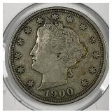 1900 Liberty Head V Nickel Very Fine VF