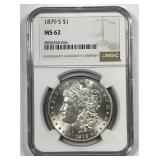 1879-S Morgan Silver $1 NGC MS62 (MS64)