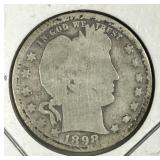 1898-O Barber Silver Quarter About Good AG