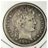 1897 Barber Silver Quarter Fine F details