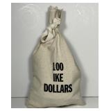 Canvas Bag of 100 Eisenhower IKE Dollars