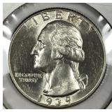 1939 Washington Silver Quarter Uncirculated BU