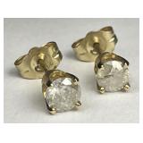 Pair 4mm Diamond Stud 14K Gold Earrings