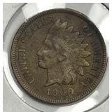 1909-S Indian Head Cent Key Date Extra Fine XF det