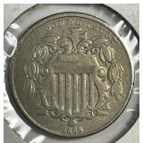 1866 Shield Nickel w/Rays Variety Fine F