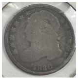 1830 Capped Bust Silver Dime About Good AG
