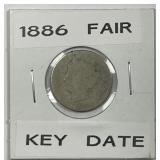 1886 Liberty Head V Nickel Key Date Fair