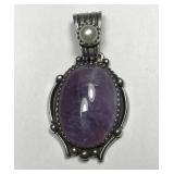 Amethyst Cabochon Sterling Silver Pendant