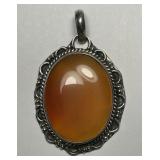 Carnelian Cabochon Sterling Silver Pendant