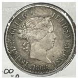 PHILIPPINES: 1868 Silver 50 Centavos