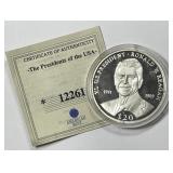 LIBERIA: 2000 Silver $20 Ronald Reagan Proof