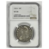 1824 Capped Bust Silver Half NGC VF30