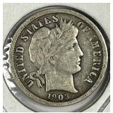1903-O Barber Silver Dime Fine F