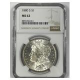 1880-S Morgan Silver $1 NGC MS62