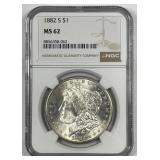 1882-S Morgan Silver $1 NGC MS62