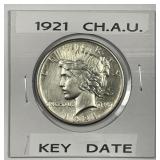 1921 Peace Silver $1 High Relief 1st Year CH AU
