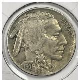 1931-S Buffalo Nickel Semi Key Extra Fine XF