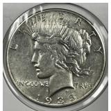 1935 Peace Silver $1 About Uncirculated AU