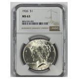 1926 Peace Silver $1 NGC MS63