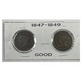 1847 & 1849 Braided Hair Large Cent Pair