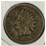 1862 Indian Head Cent Fine F