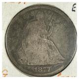 1877 Seated Liberty Silver Half Good G
