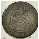 1868-S Seated Liberty Silver Half G-VG