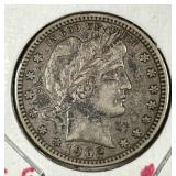 1902 Barber Silver Quarter Extra Fine XF
