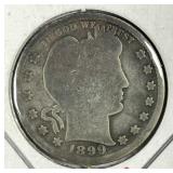1899-S Barber Silver Quarter Good G