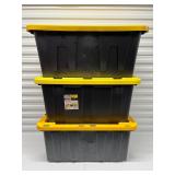 Set of 3 Industrial Plastic Storage Totes