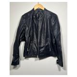 Baccini Black Faux Leather Moto Jacket, Size L