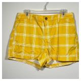 A New Day Yellow Plaid Stretch Cotton Shorts